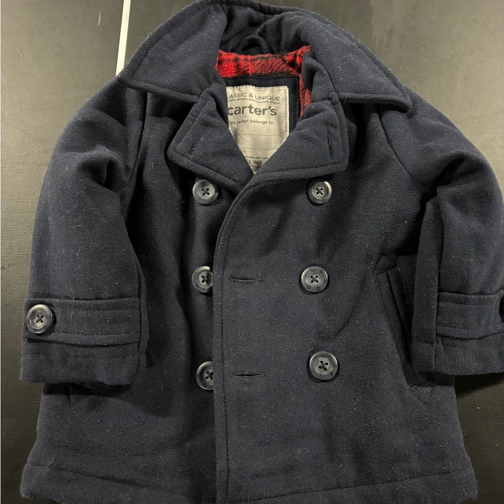 Navy Blue Kids Jacket with Red Lining